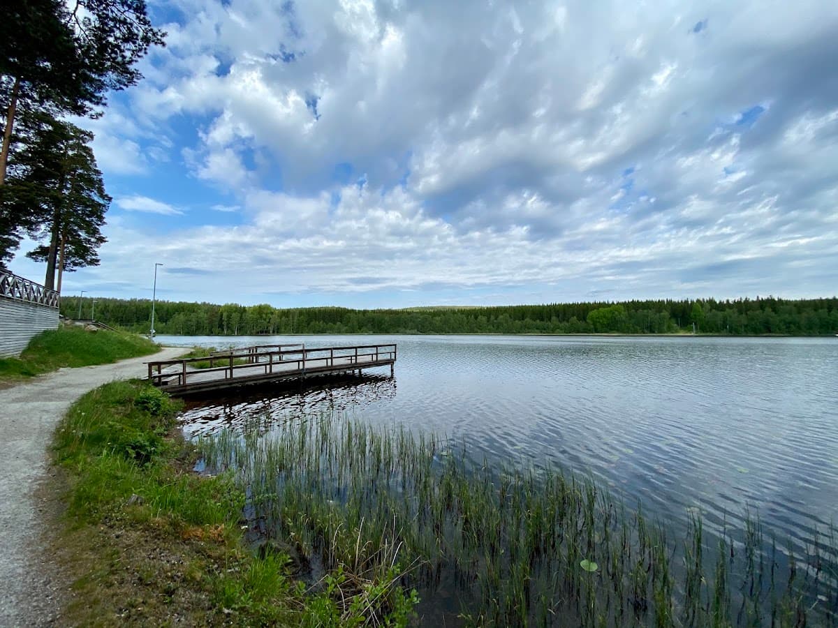 Rastplats Eskiln vid riksväg 66 söder om Fagersta, omgiven av lummig grönska.