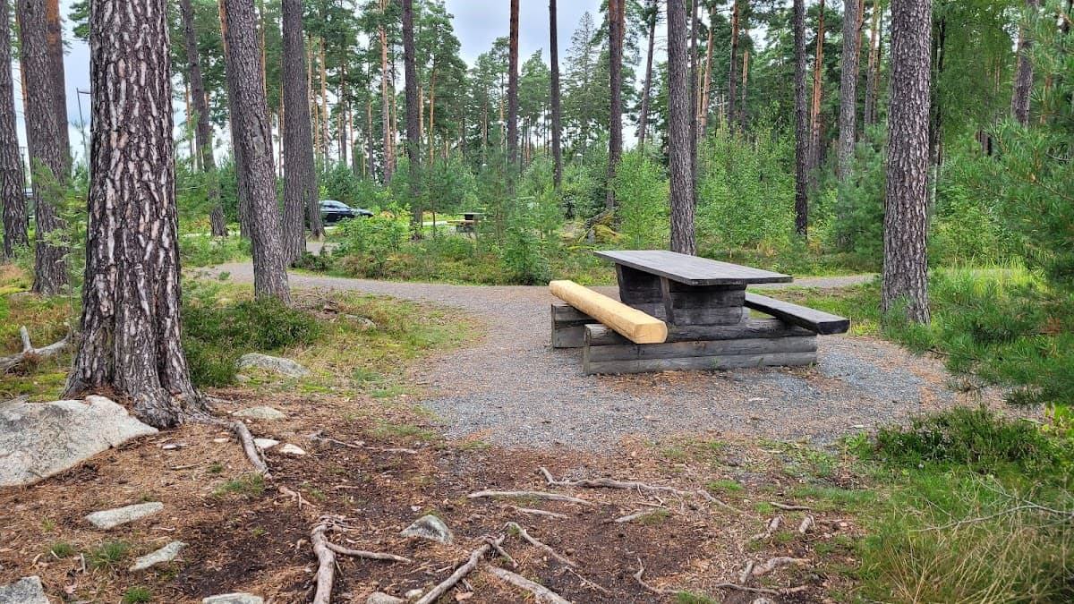 Rastplats Mora stenar vid väg 255 söder om Uppsala med utsikt över det uppländska slättlandskapet.