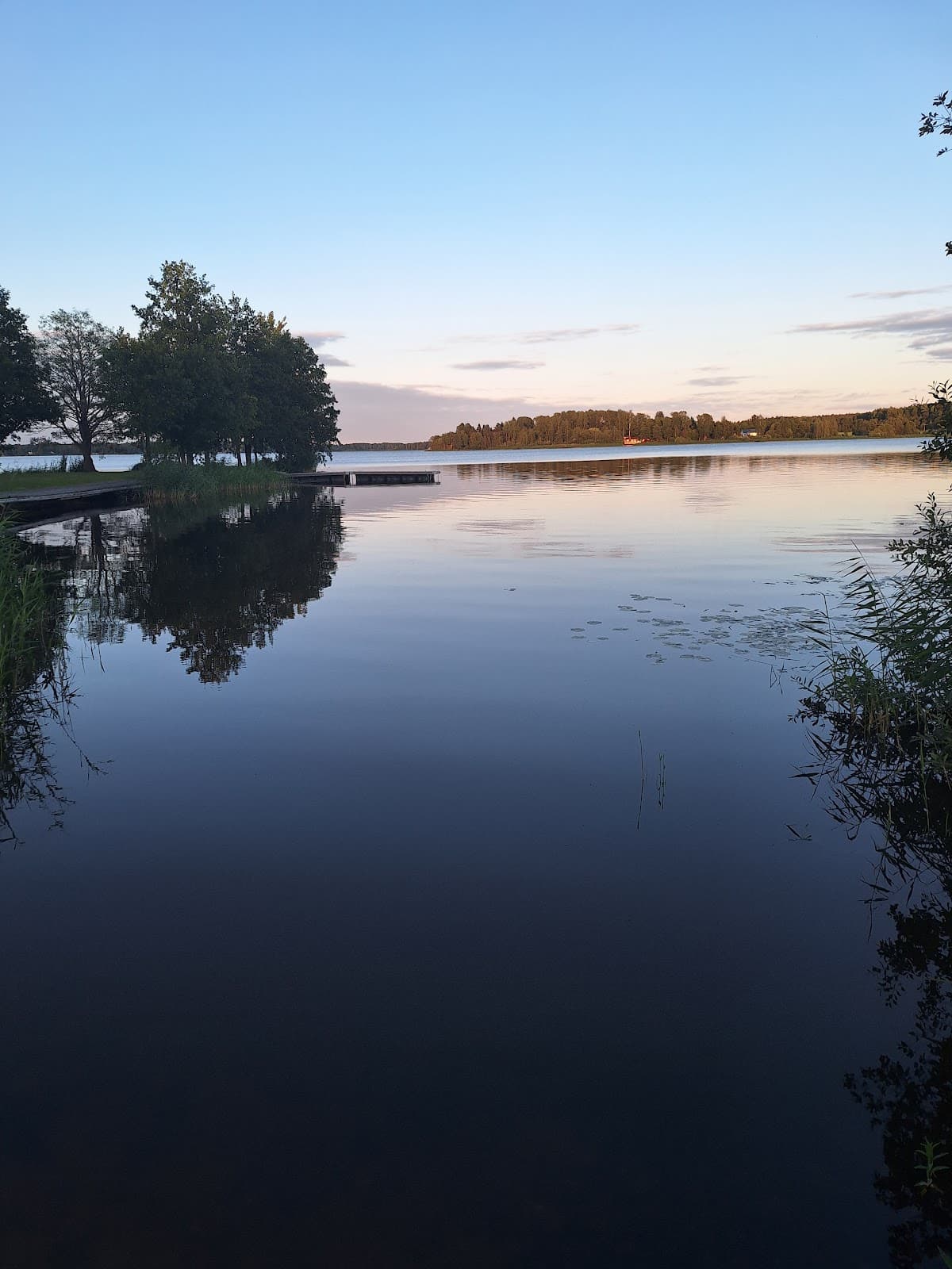 Rastplats Näsbysjön V vid riksväg 32 i Östergötland med utsikt över sjön och omgivande skog.